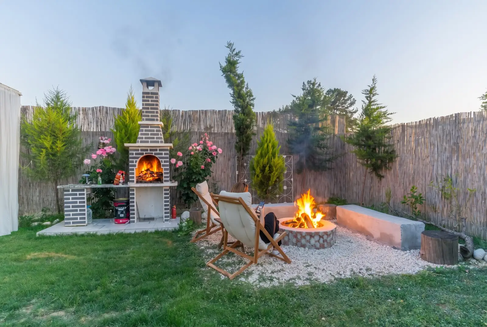 Barbecue and fire pit area in the garden