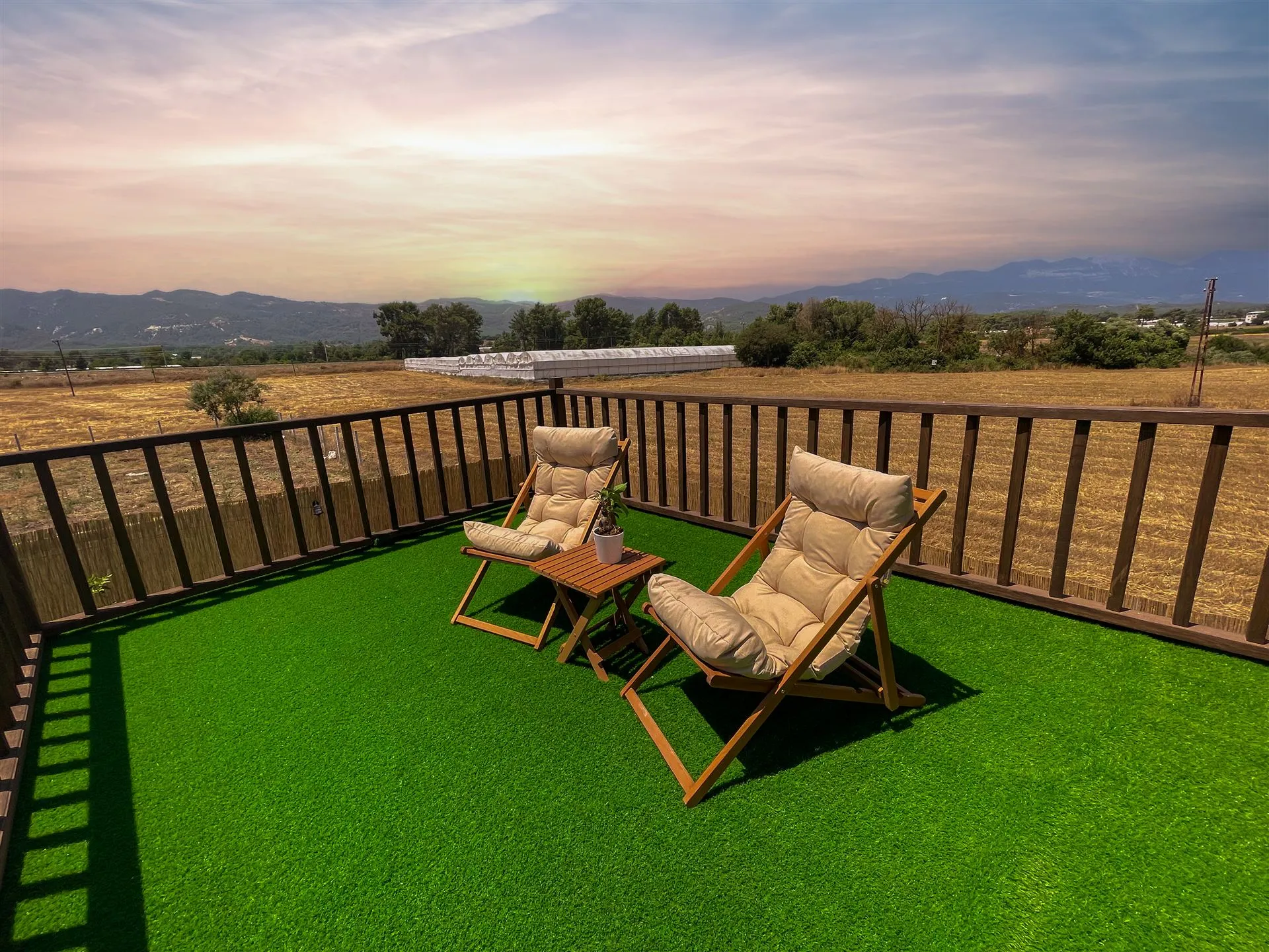 Sunset view from the rooftop terrace